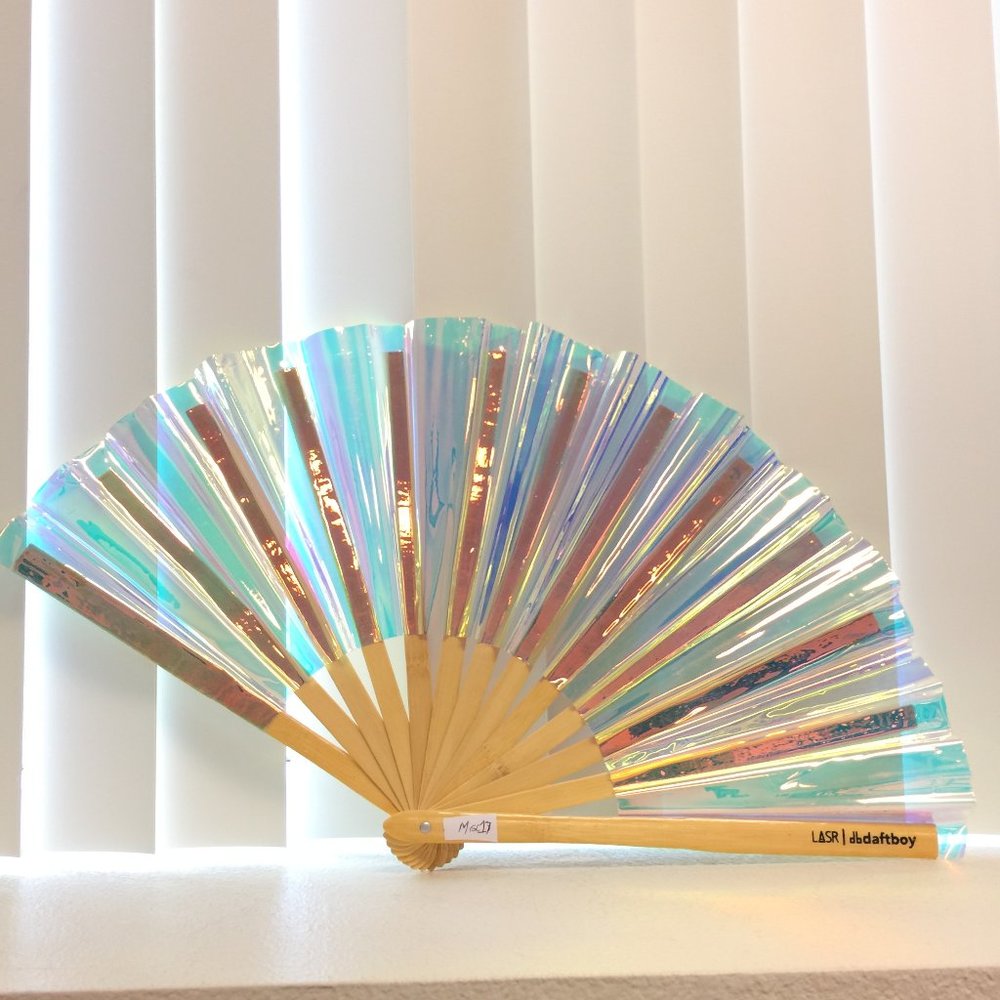PRE-LOVED LASR - Liquid Shockwave Iridescent Fluid Rave Fan- MISC017